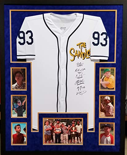 The Sandlot The Movie Squints Smalls YaYa Repeat Timmy Kenny D Multi Signed Autograph Limited Edition Custom FRAMED Jersey Suede Matted Multi INSCRIBED JSA Witnessed Certified