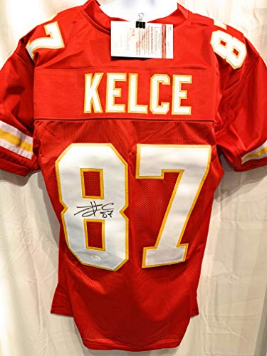 Travis Kelce Kansas City Chiefs Signed Autograph Red Custom Jersey JSA Witnessed Certified