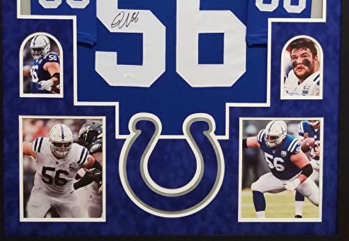 Quenton Nelson Indianapolis Colts Autograph Signed Custom Framed Jersey Blue 4 PIC Suede Matted Blue JSA Witnessed Certified