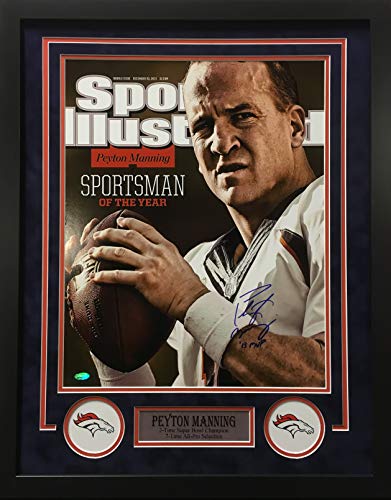 Peyton Manning Denver Broncos Signed Autograph Custom Framed Photo SI COVER 13 MVP INSCRIBED 23x29 Photograph Steiner Sports Certified
