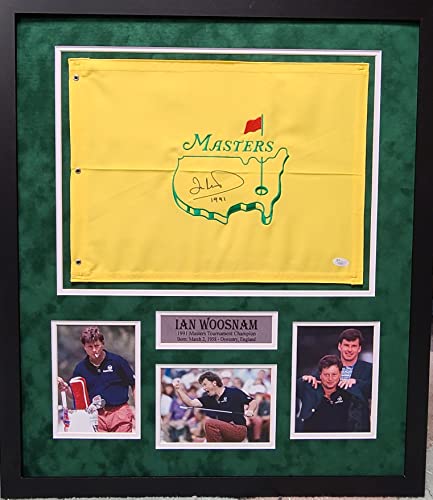 Ian Woosnam Masters Golf Signed Autograph Custom Framed Masters Pin Flag SUEDE MATTED 26x30 JSA Certified