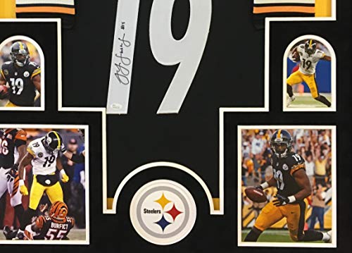 JuJu Smith Schuster Pittsburgh Steelers Autograph Signed Custom Framed Jersey Black 4 Picture Suede Matted JSA Witnessed Certified