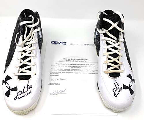 JD Martinez Boston Red Sox Signed Autograph Game Used Under Armour Cleats Inscribed Game Used #8 Steiner Sports Certified