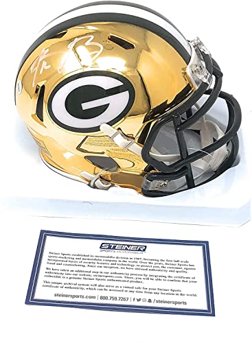 Aaron Rodgers Green Bay Signed Autograph CHROME Speed Mini Helmet Steiner Sports Certified