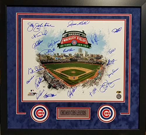 Chicago Cubs LEGENDS Team Signed Autograph 20 SIGNATURES Custom Framed Photo Suede Matting 26x28 Photograph MAB Certified