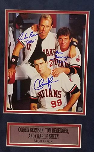 Charlie Sheen Rick Vaughn Tom Berenger Jake Taylor Major League Cleveland Indians Signed Autograph Custom Framed Photo Matted Steiner Sports Certified