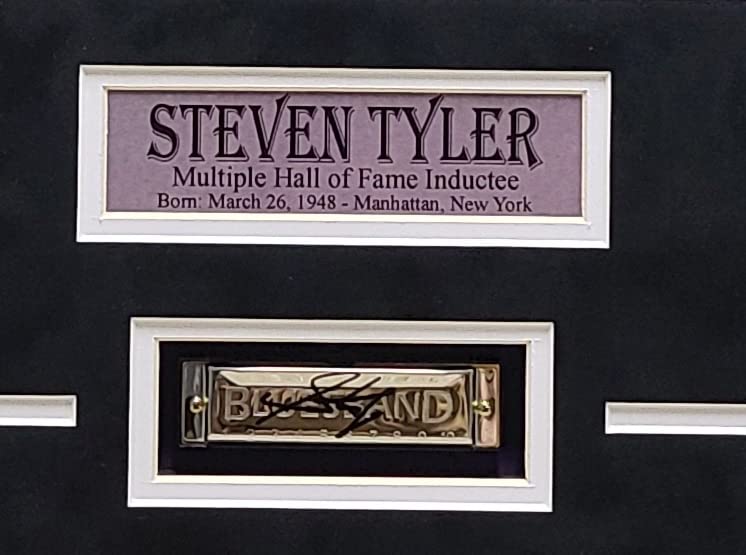 Steven Tyler Aerosmith Signed Autograph Harmonica Shadow Box JSA Certified