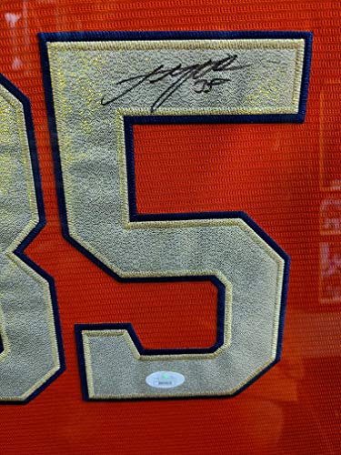Justin Verlander Houston Astros Autograph Signed Custom Framed Jersey  Authentic On Field Majestic World Series Edition Suede Matted Orange JSA  FULL