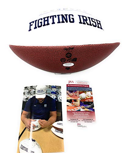 Quenton Nelson Notre Dame Fighting Irish Signed Autograph Embroidered Logo Football JSA Certified