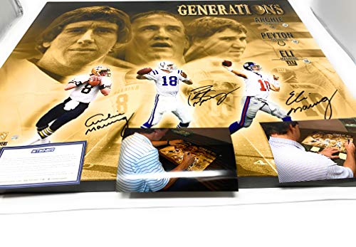 Peyton Eli Archie Manning Family TRIPLE Signed Autograph ART CANVAS Photo Photograph Peyton Colts Steiner Sports Certified