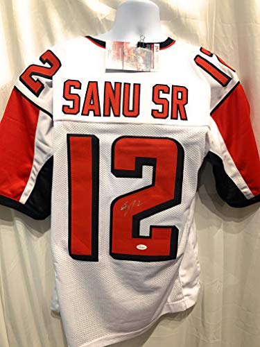 Mohamed Sanu Atlanta Falcons Signed Autograph White Custom Jersey JSA Witnessed Certified