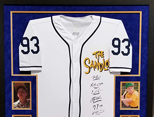The Sandlot The Movie Squints Smalls YaYa Repeat Timmy Kenny D Multi Signed Autograph Limited Edition Custom FRAMED Jersey Suede Matted Multi INSCRIBED JSA Witnessed Certified