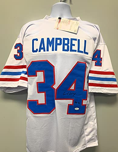 Earl Campbell Houston Oilers Signed Autograph White Custom Jersey JSA Witnessed Certified