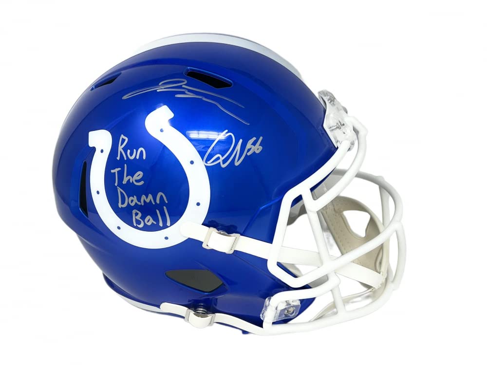 Jonathan Taylor Quenton Nelson Indianapolis Colts DUAL Signed Autograph FLASH Full Size Helmet RUN THE DAMN BALL Inscribed JSA & Beckett Witnessed Certified
