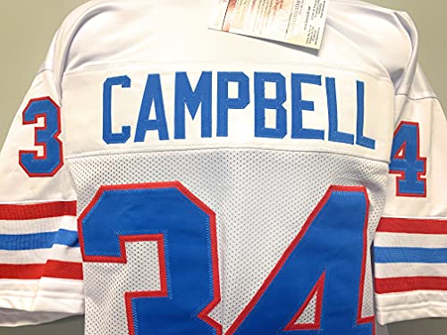 Earl Campbell Houston Oilers Signed Autograph White Custom Jersey JSA Witnessed Certified