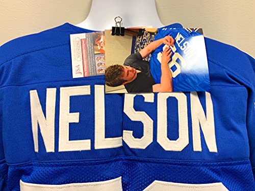 Quenton Nelson Signed Autograph Custom Jersey Blue 1st Rd Pick INSCRIBED JSA Witnessed Certified