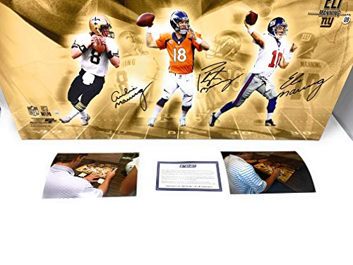 Peyton Eli Archie Manning Family TRIPLE Signed Autograph ART CANVAS Photo Photograph Peyton Broncos Steiner Sports Certified