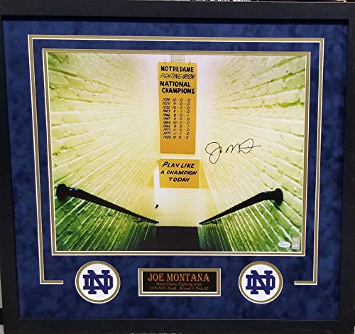 Joe Montana Notre Dame FIghting Irish Signed Autograph Custom Framed 16x20 Photo Photograph Suede Matted to 26x28 JSA Witnessed Certified
