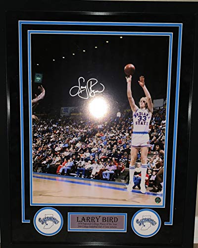 Larry Bird Indiana State Signed Autograph Custom Framed 26x36 Photo Bird Schwartz Sports Certified