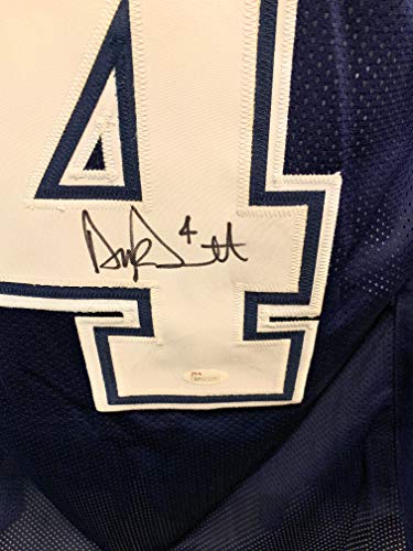 Dak Prescott Dallas Cowboys Signed Autograph Blue Custom Jersey JSA Witnessed Certified