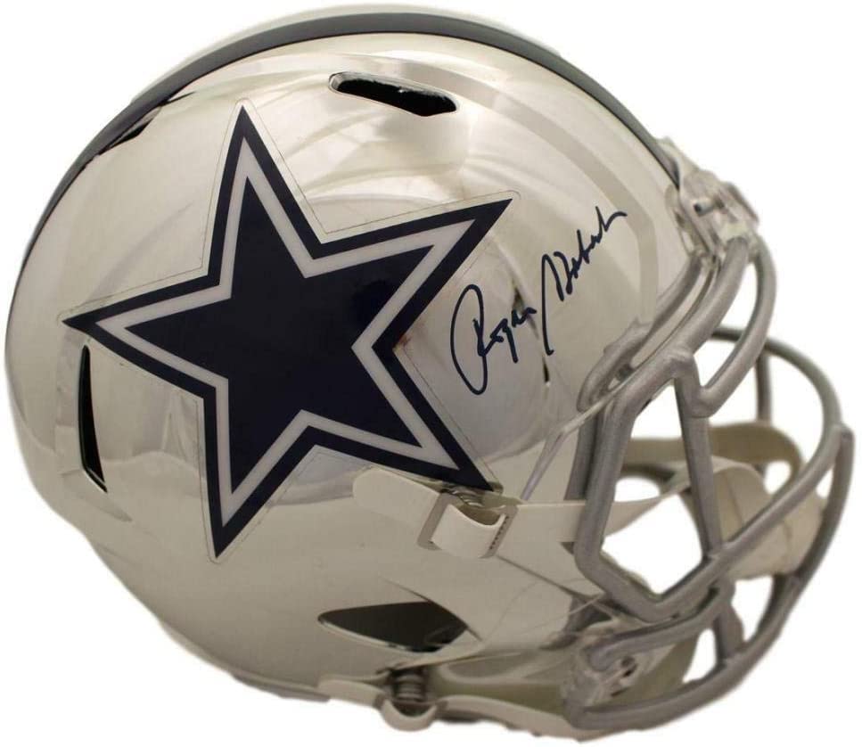 Roger Staubach Dallas Cowboys Signed Autograph RARE CHROME Full Size Helmet JSA certified