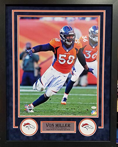 Von Miller Denver Broncos Signed Autograph Custom Framed Photo Suede Matting 23x29 Photograph JSA Witnessed Certified