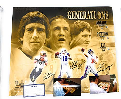 Peyton Eli Archie Manning Family TRIPLE Signed Autograph ART CANVAS Photo Photograph Peyton Colts Steiner Sports Certified