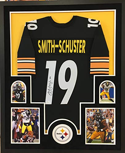 JuJu Smith Schuster Pittsburgh Steelers Autograph Signed Custom Framed  Jersey Black 4 Picture Suede Matted JSA Witnessed Certified