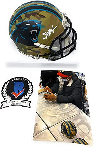DJ Moore Carolina Panthers Signed Autograph CAMO Speed Mini Helmet Becket Witnessed Certified