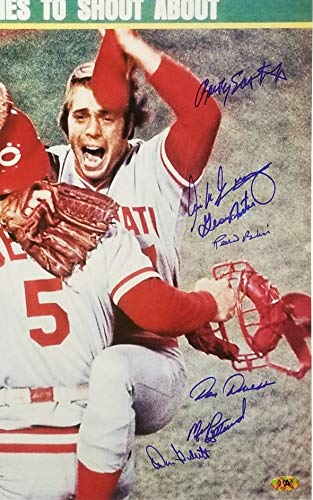 George Foster Pat Darcy Ed Armbrister Rawly Eastwick 1975 Cincinnati Reds Team Signed Autograph 12 SIGNATURES Custom Framed Photo Suede Matting 26x28 Photograph SI COVER MAB Certified