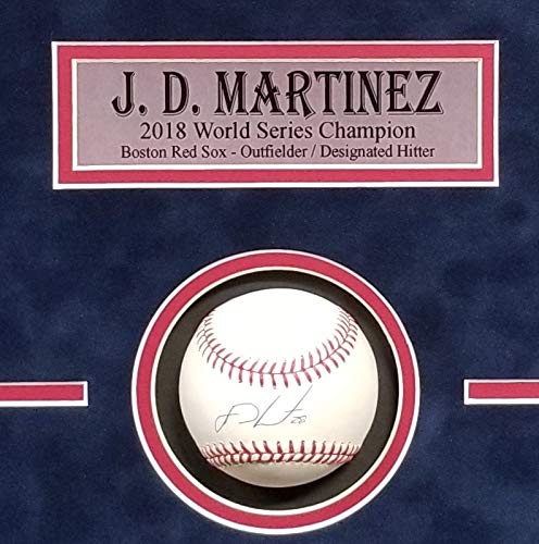 JD Martinez Boston Redsox Signed Autograph Official MLB Baseball Custom Framed 16x26 Shadow Box Suede Matted Steiner Sports Certified