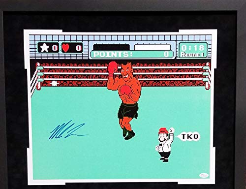 Mike Tyson Iron Mike Signed Autograph Custom Framed Boxing Punch Out Custom Framed Nintendo NES Suede Matted JSA Witnessed Certified