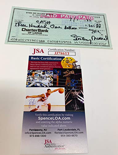 Stan Musial St. Louis Cardinals Signed Autograph Original Cancelled Check VERY RARE Endorsed On Back Check #388 JSA Certified
