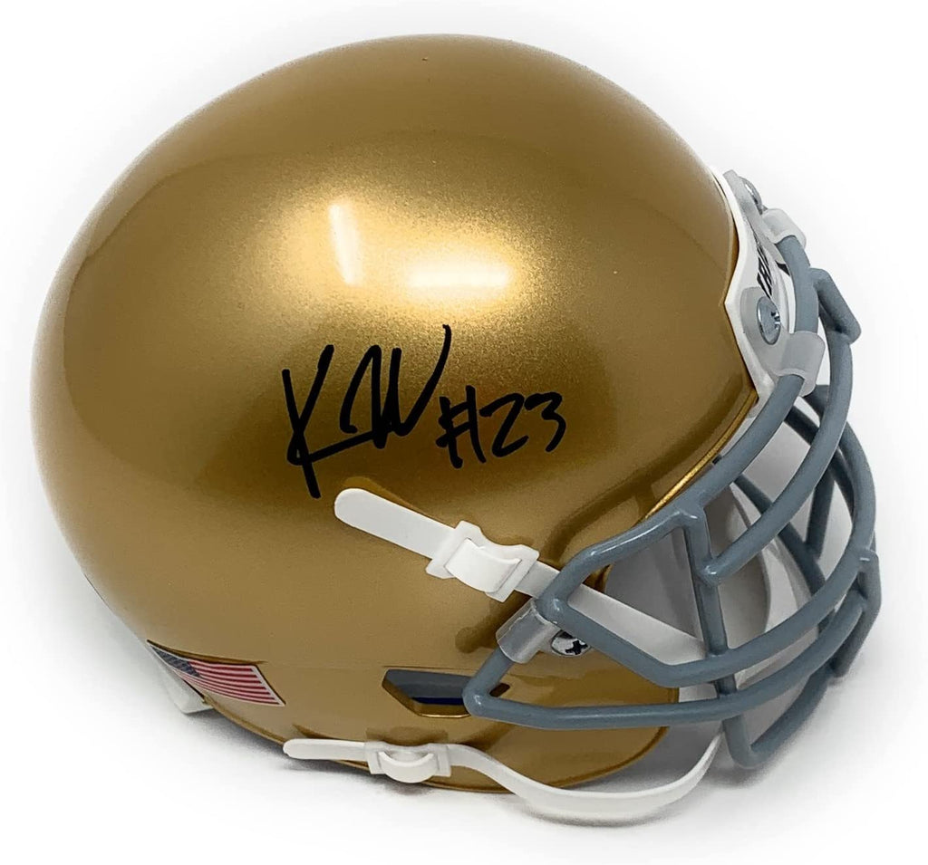 Kyren Williams Notre Dame Fighting Irish Signed Autograph Mini Helmet Beckett Witnessed Certified