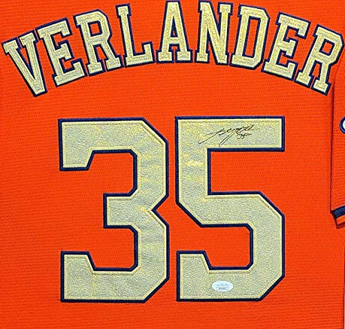 Justin Verlander Houston Astros Autograph Signed Custom Framed Jersey Authentic On Field Majestic World Series Edition Suede Matted Orange JSA FULL LETTER CERTIFIED #1