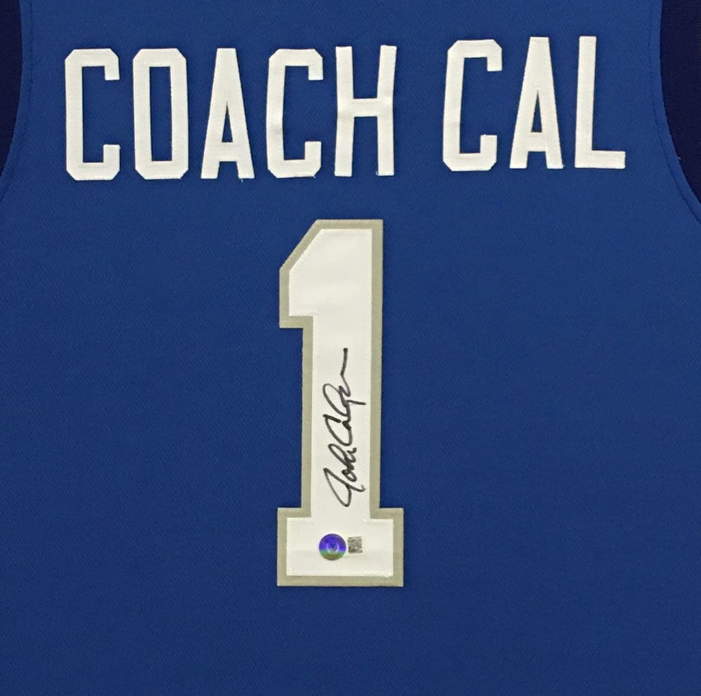 John Calipari Kentucky Wildcats Autograph Signed Custom Framed Jersey COACH CAL Blue Suede Matted 4 Picture Beckett Certified