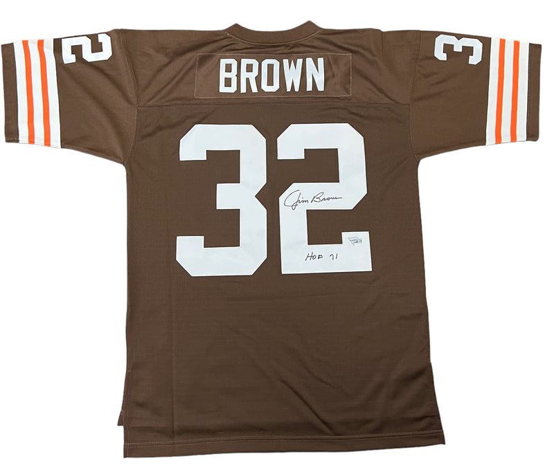 Jim Brown Autographed Framed Browns Mitchell & Ness Jersey - The