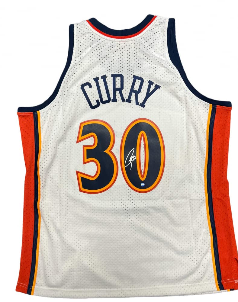 Stephen Curry Steph Golden State Warriors Signed Autograph Rookie M&N Jersey White Steiner Certified