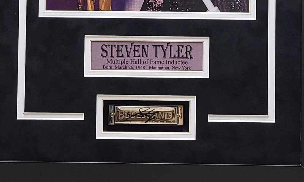 Steven Tyler Aerosmith Signed Autograph Harmonica Shadow Box JSA Certified