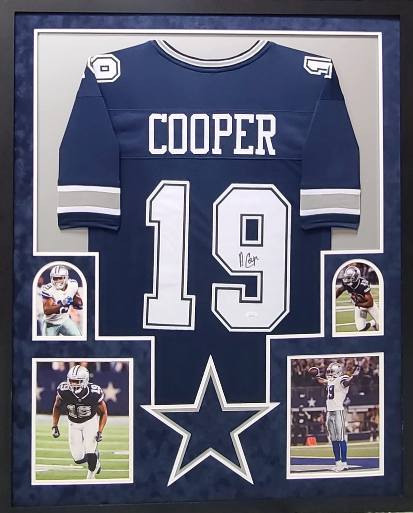 Amari Cooper Dalls Cowboys Autograph Signed Custom Framed Jersey SUEDE MATTED Blue JSA Certified