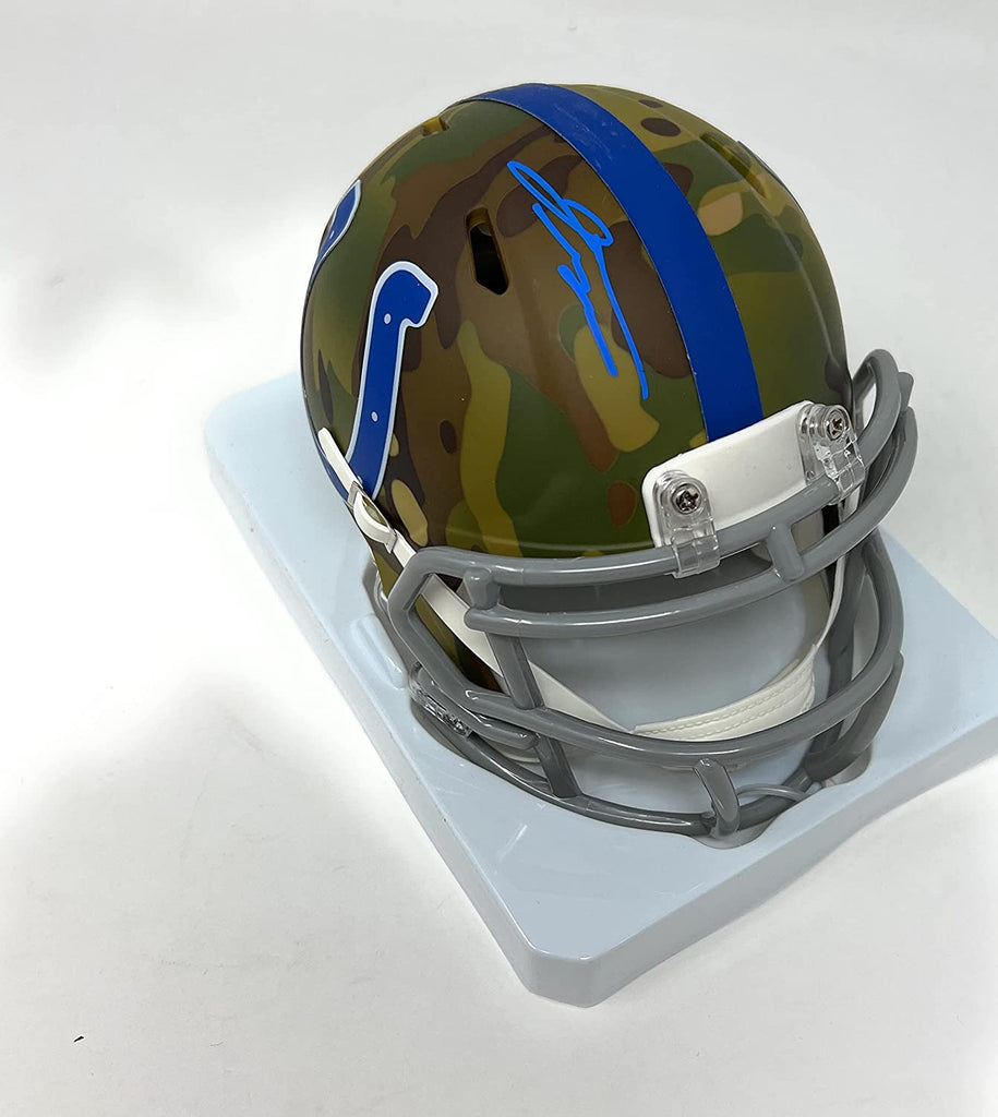 Jonathan Taylor Indianapolis Colts Signed Autograph RARE CAMO Speed Mini Helmet JSA Witnessed Certified