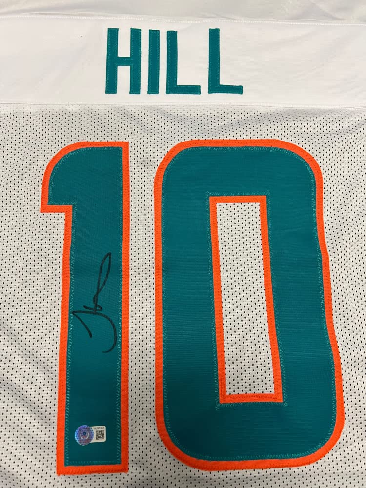 Tyreek Hill Miami Dolphins Signed Autograph White Custom Jersey Beckett Witnessed Certified