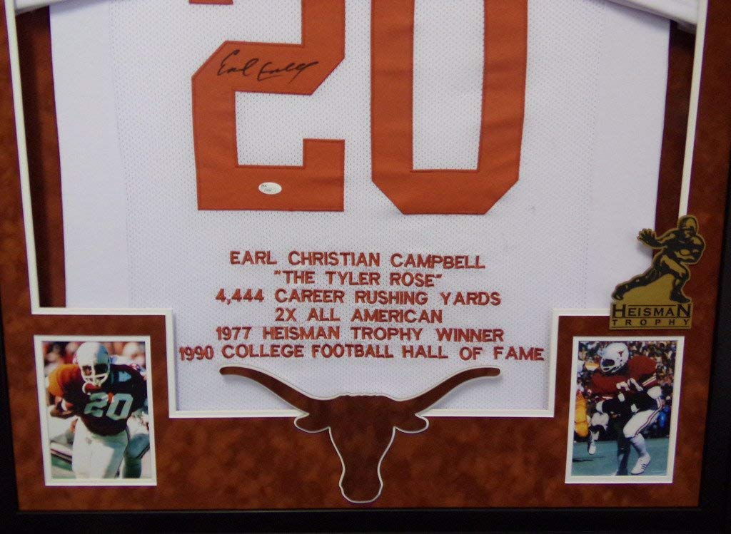 Earl Campbell Autographed Signed Framed Texas Longhorns Jersey JSA