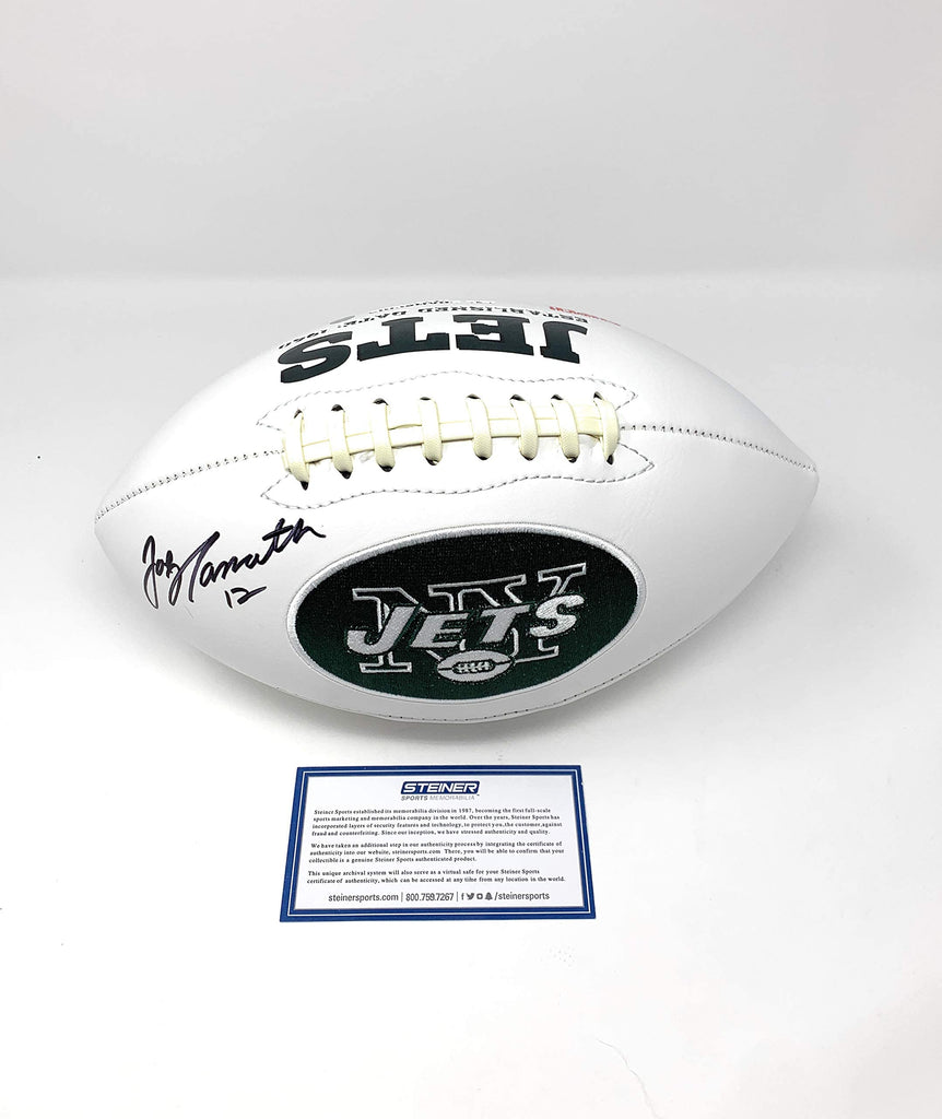 Joe Namath New York Jets Signed Autograph Embroidered Logo Football Steiner Sports Certified