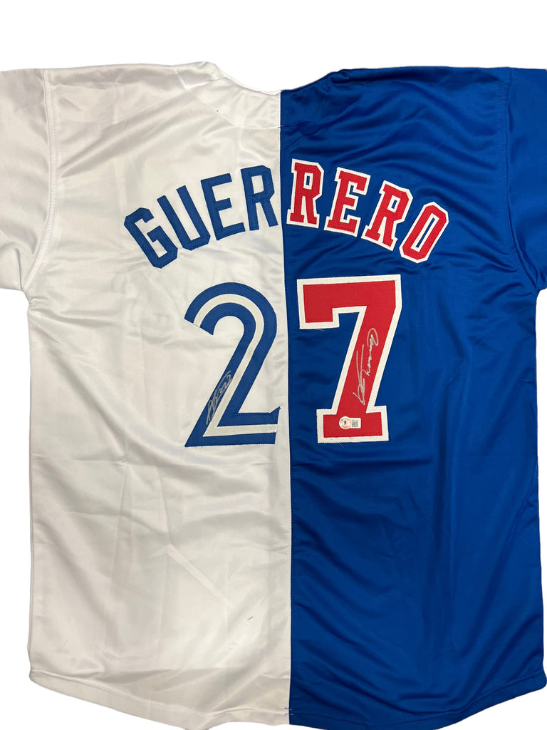 Vladimir Guerrero JR & SR Expos Blue Jays Dual Signed Autograph Custom Jersey Split Limited Edition Beckett Certified