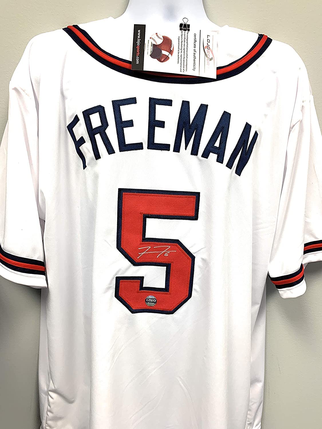Freddie Freeman Atlanta Braves Signed Autograph Custom Jersey Red W/Blue  LoJo Sports Certified COA