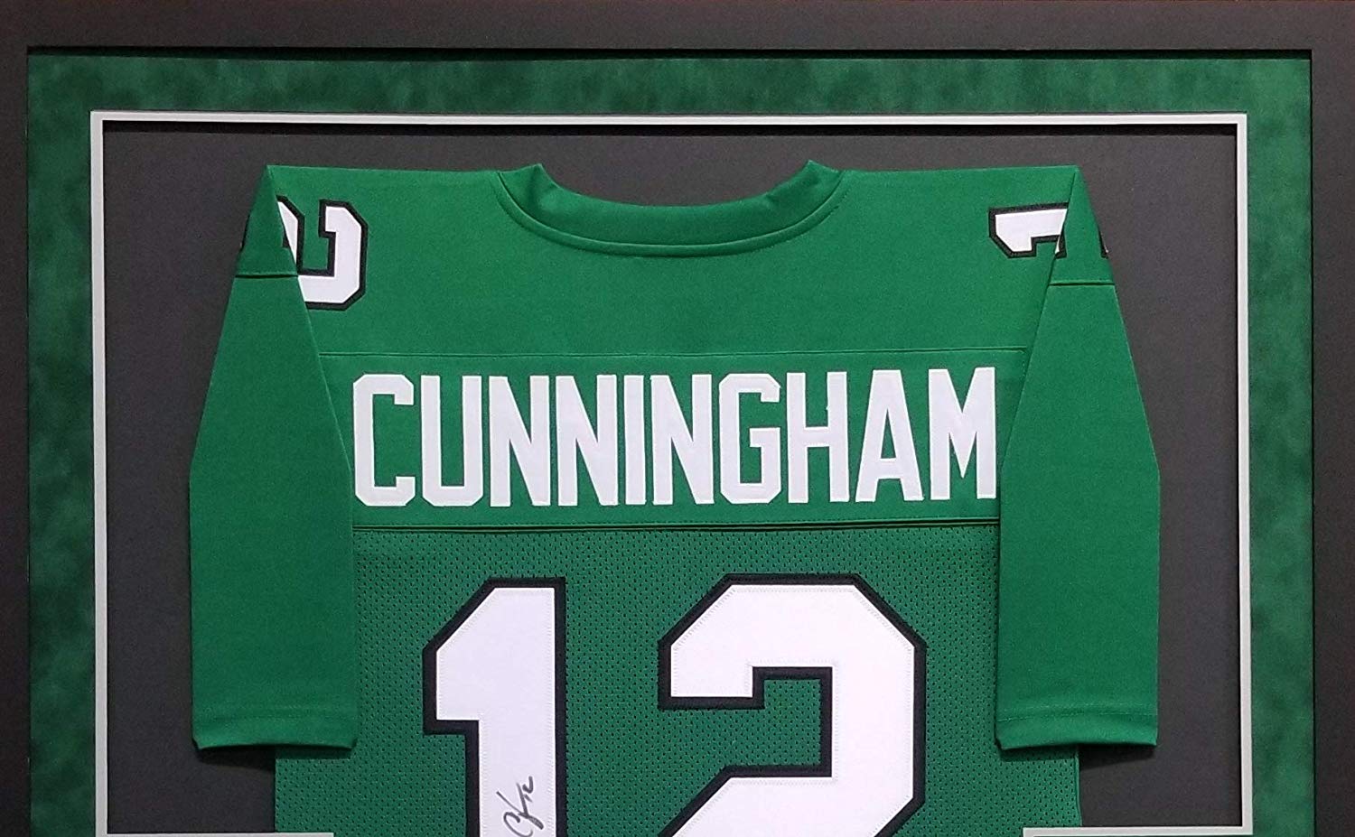 Randall Cunningham Autographed and Framed Green Eagles Jersey