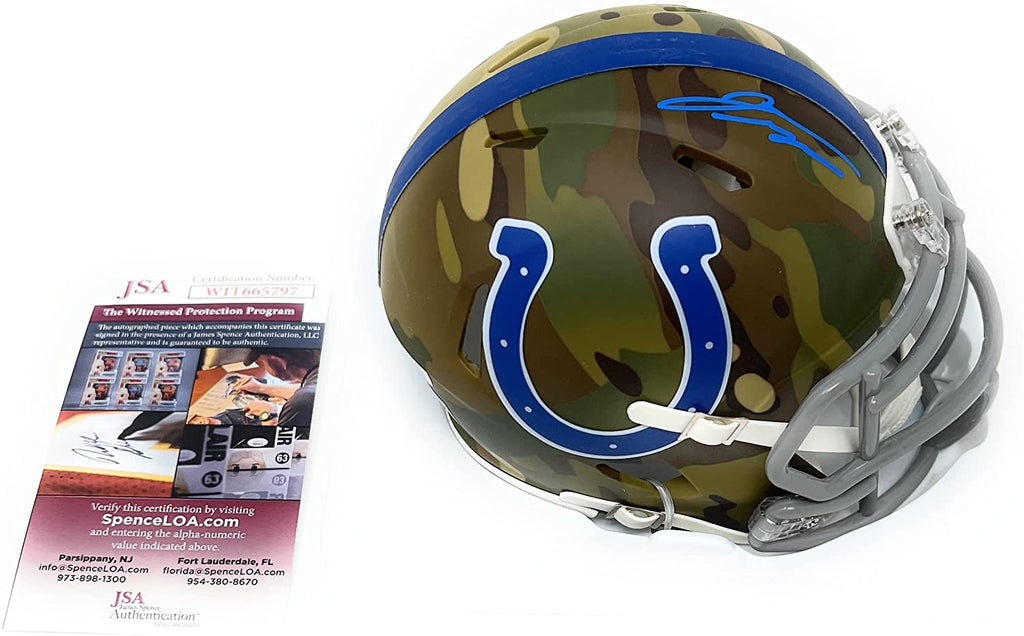 Jonathan Taylor Indianapolis Colts Signed Autograph RARE CAMO Speed Mini Helmet JSA Witnessed Certified