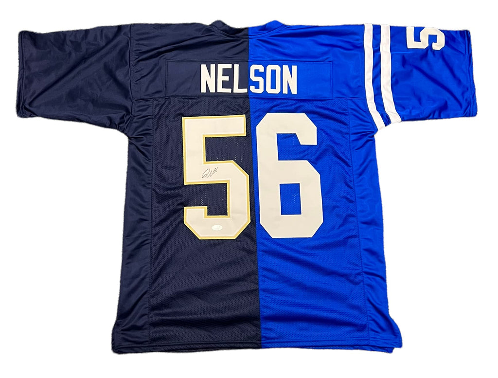 Quenton Nelson Notre Dame Irish Indianapolis Colts Signed Autograph Rare Split Custom Jersey Blue JSA Certified