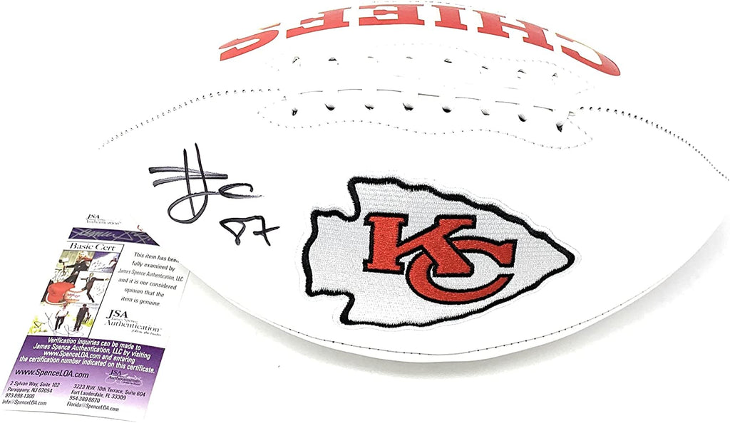 Travis Kelce Kansas City Chiefs Signed Autograph Embroidered Logo Football JSA Certified